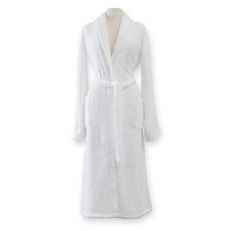 White Robe - Sferra Amira Bathrobe at Fig Linens and Home - Folded and Tied