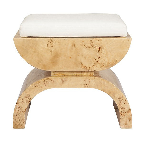 biggs burlwood stool - worlds away - fig linens - front angle