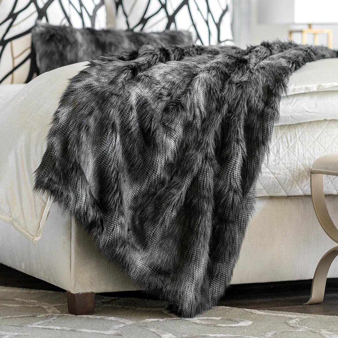 Black Faux Fur Throw by Lili Alessandra | Fig Linens and Home