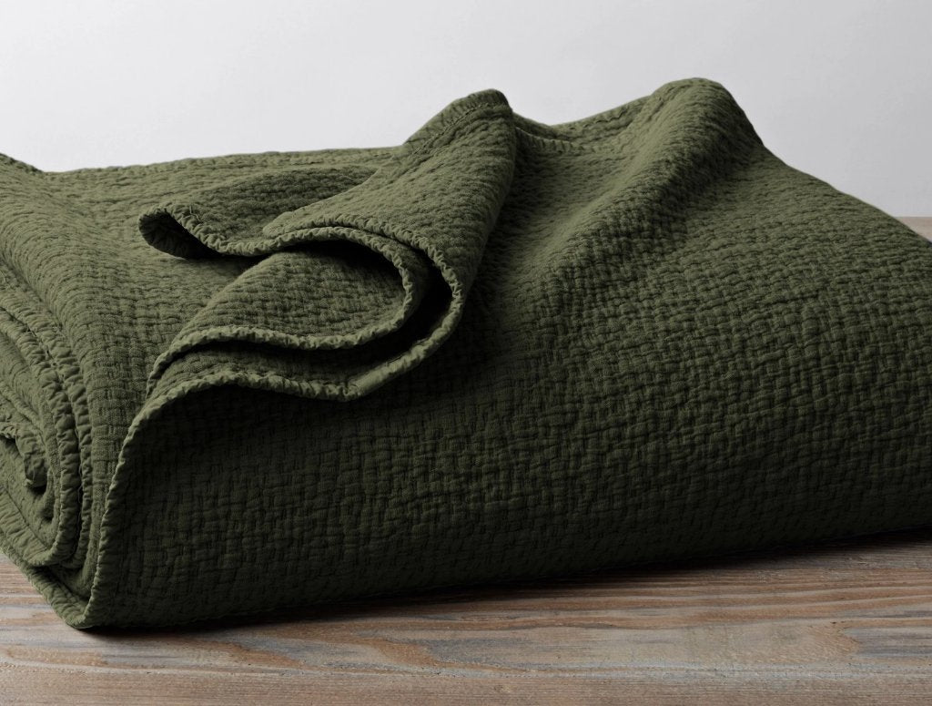 Cascade Moss Organic Matelasse Blanket by Coyuchi