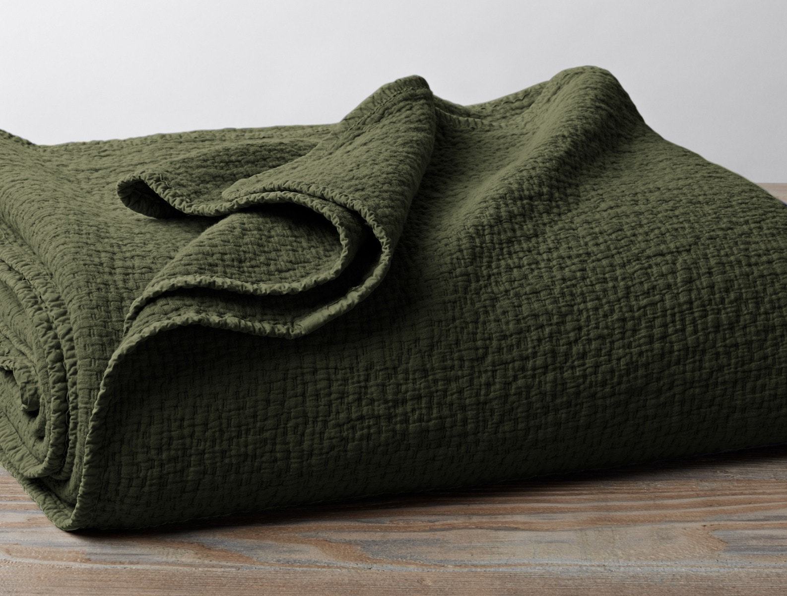 Fig Linen s- Coyuchi Organic Bedding - Cascade Moss Matelasse Blanket 