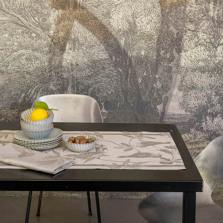 Holiday Table Setting - Voliere Beige Holiday Table Linens | Le Jacquard Francais at Fig Linen