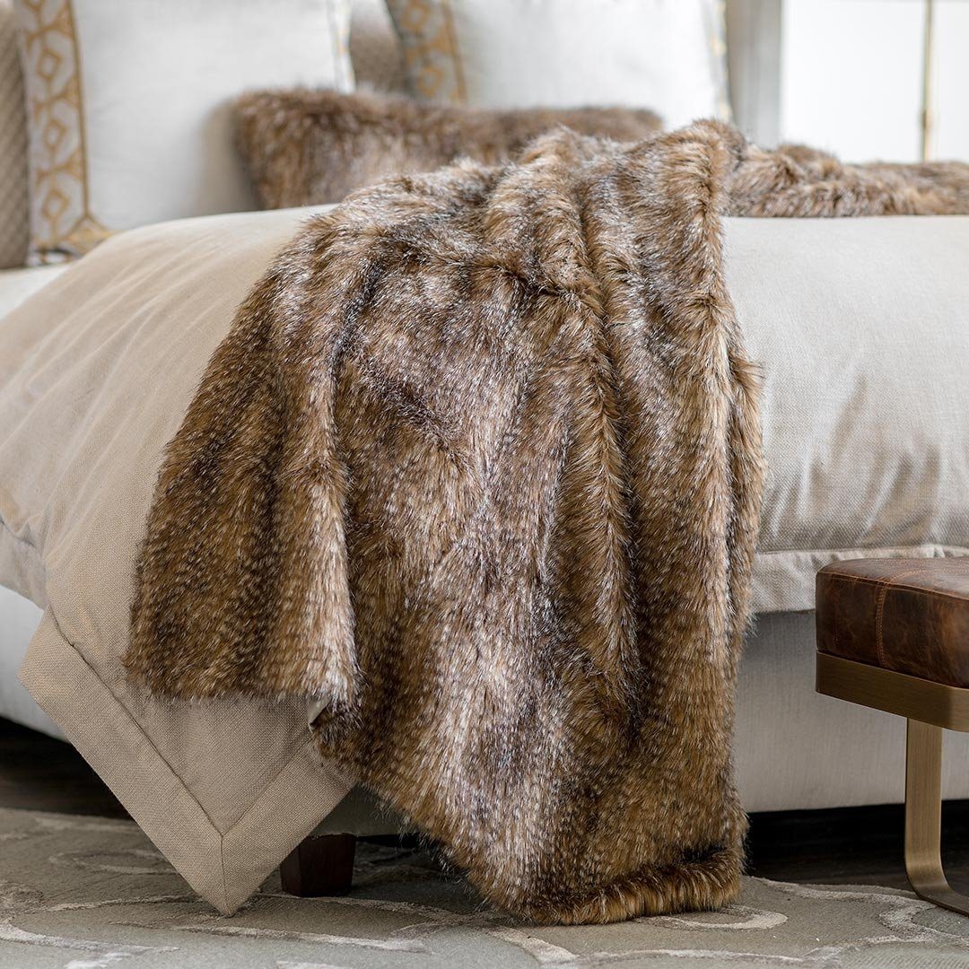 Chestnut Faux Fur Throw by Lili Alessandra | Fig Linens and Home