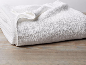 Cascade White Matelasse Blanket - Coyuchi Organic Bedding - Fig Linens