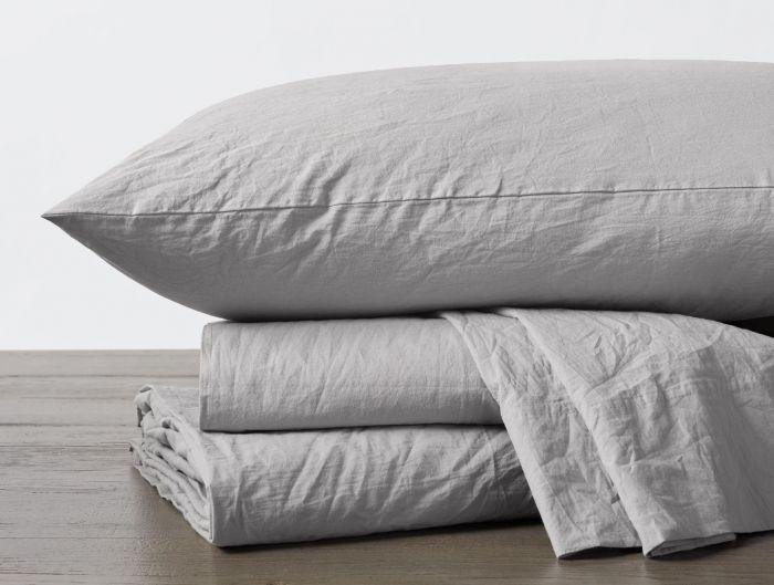 Pewter Organic Crinkled Sheet Sets - Percale Sheets by Coyuchi Fig Linens