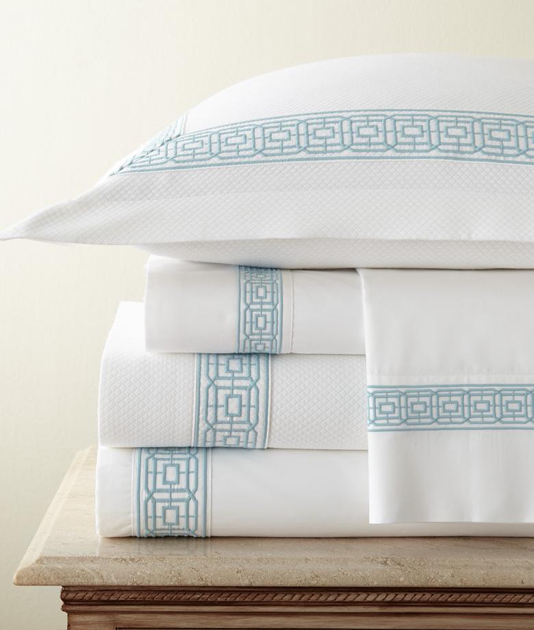 Fig Linens - Lennox Embroidered Sateen Bedding by Legacy Home