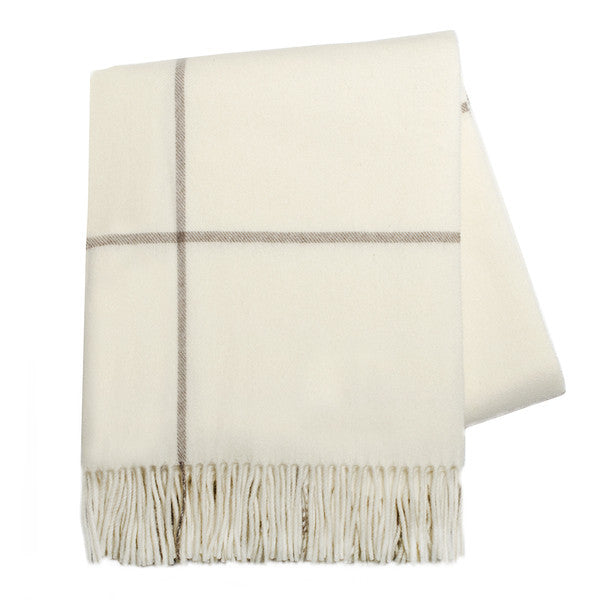 Ecru &amp; Taupe Windowpane Cashmere Throw by Lands Downunder