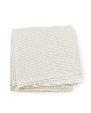 Fig Linens - Kingston Blanket by Sferra - Cotton Waffle Bed Blankets - Ivory blanket
