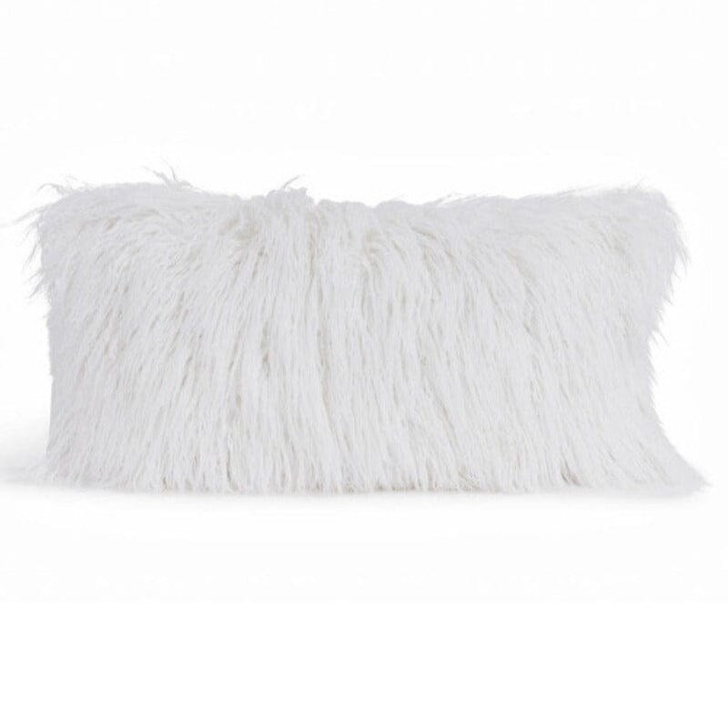 Tibetan Lamb White Pillows - White Faux Fur Throw Pillows 3 sizes - Fabulous Furs 12x22