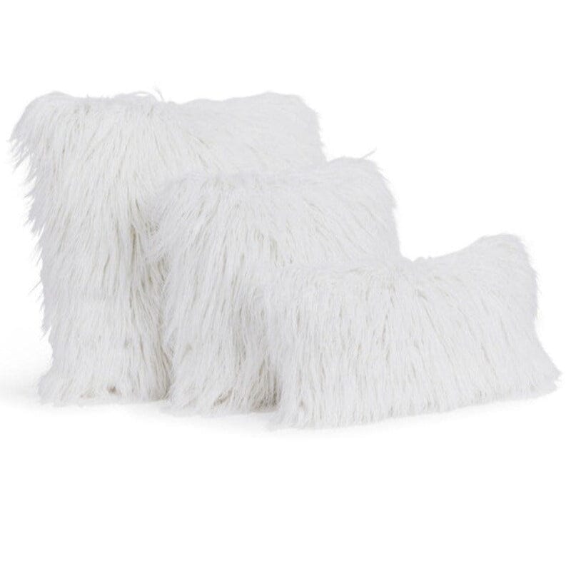 Tibetan Lamb White Pillows - White Faux Fur Throw Pillows 3 sizes - Fabulous Furs