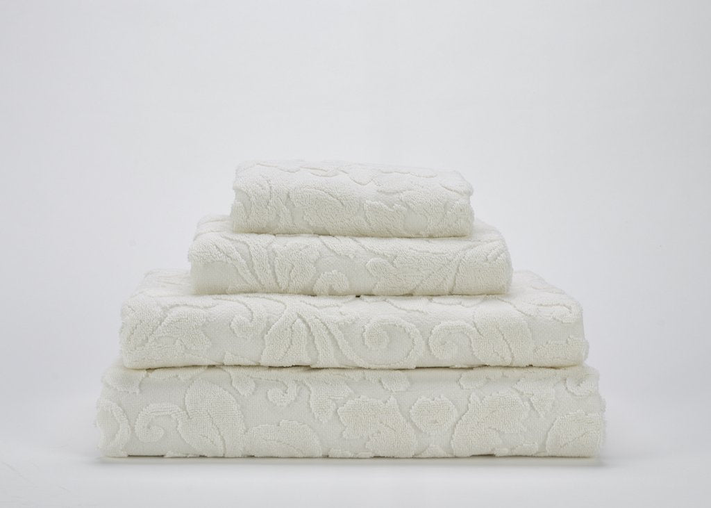 Fig Linens - Ivory Gloria Bath Towels by Abyss & Habidecor - Stack