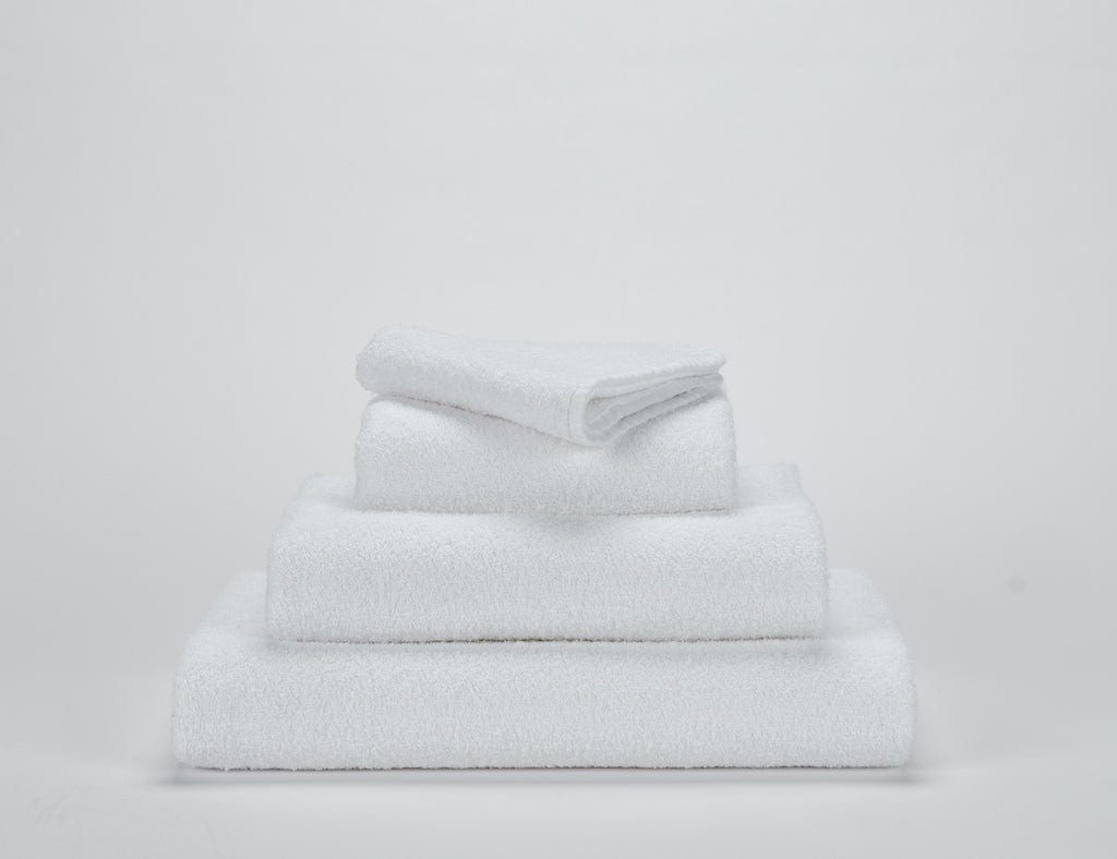 Fig Linens - Lino White Bath Towels by Abyss and Habidecor - Stack