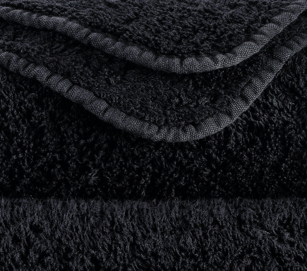 Fig Linens - Abyss and Habidecor Super Pile Bath Towels - Black - Closeup