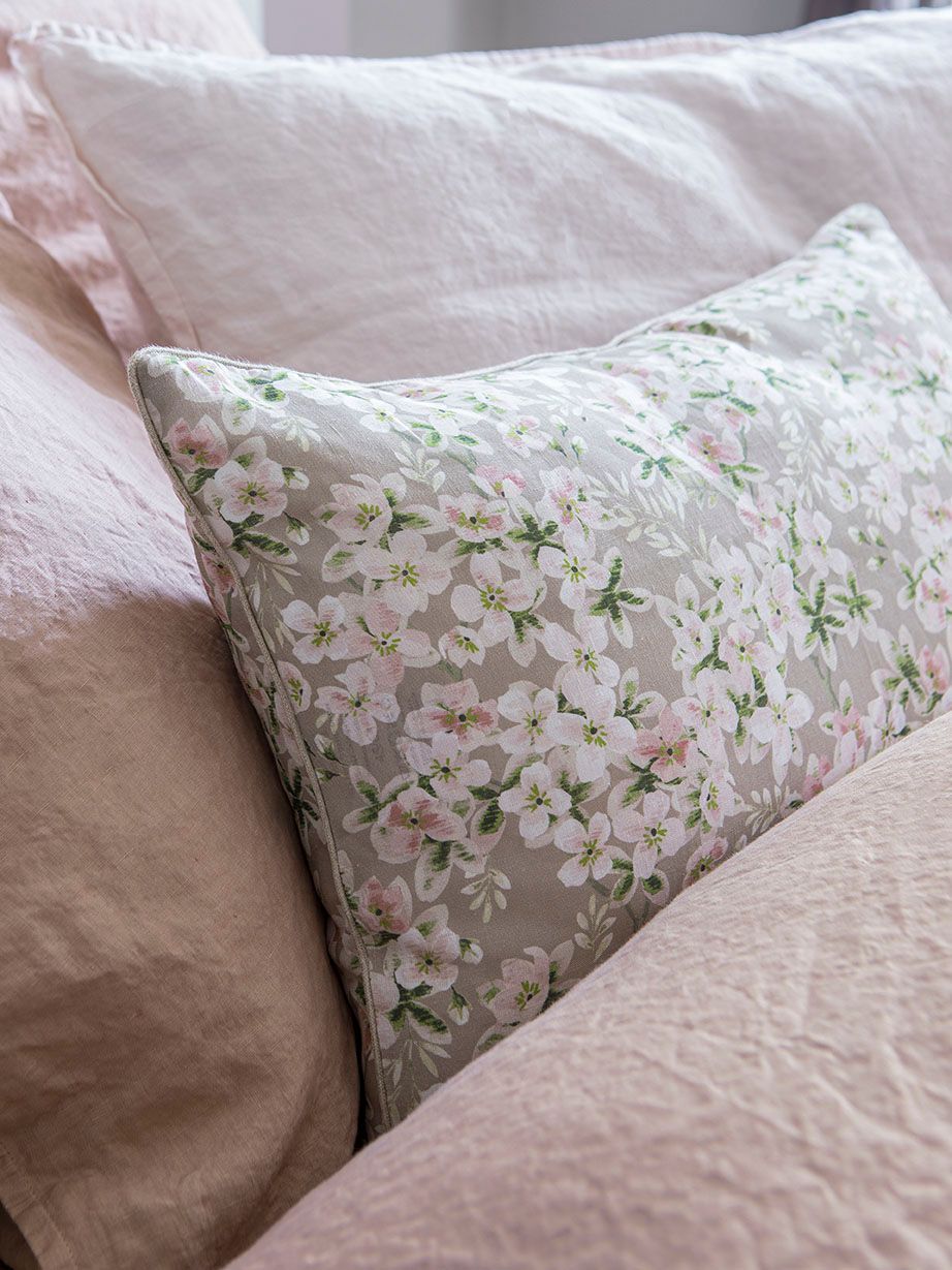 Fig Linens - Bloom Beige Pink Pillow Cover by Alexandre Turpault - Lifestyle