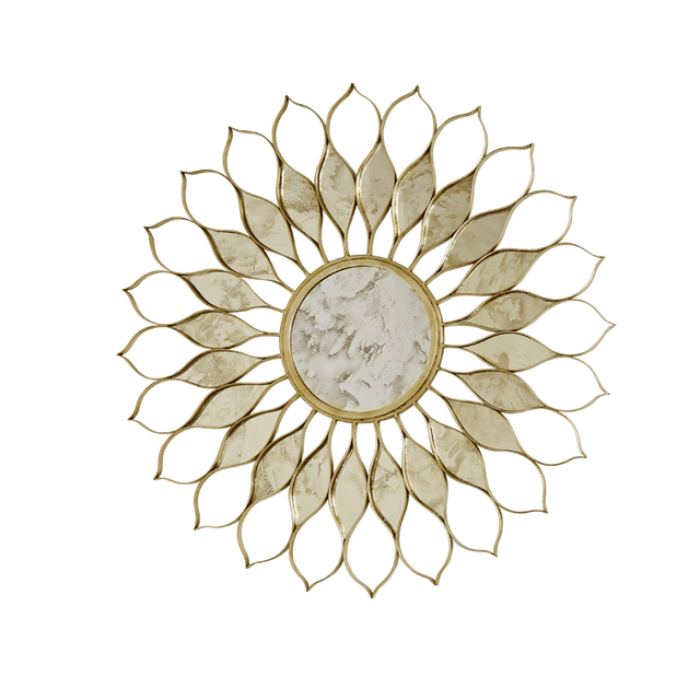 Daisy Mirror Gold Leaf Gold Leaf 40"W X 40"H X 0.5"D X 40"DIA at FIG LINENS AND HOME 1