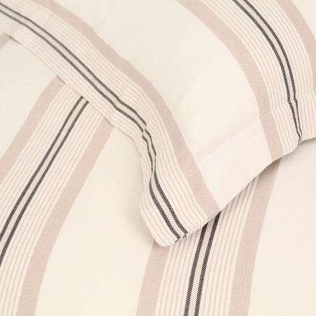 Closeup - Beach Stripe Ivory & Sand Duvet Set by Ann Gish | Fig Linens