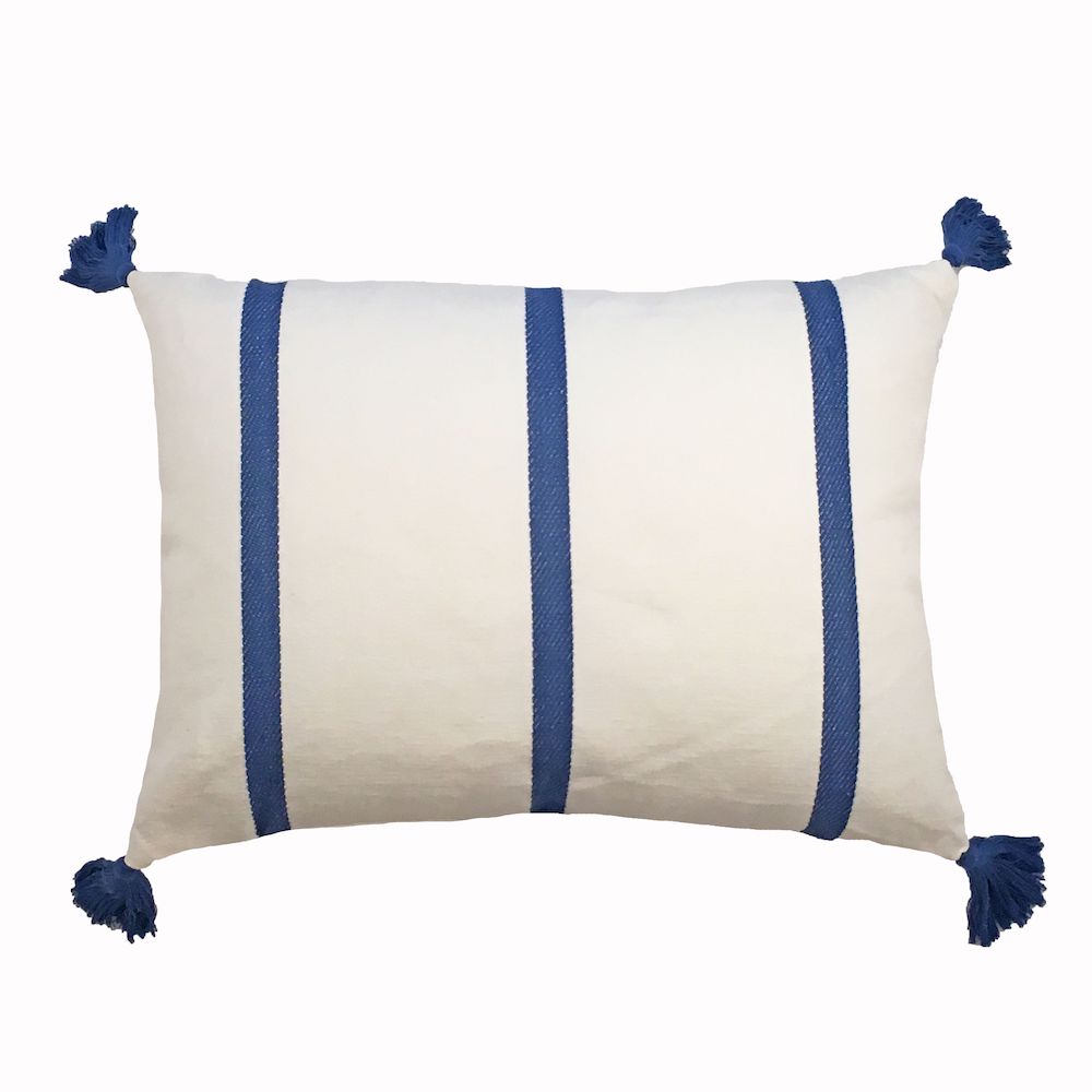 Canvas Stripe Blue Decorative Pillow by Ann Gish | Fig Linens