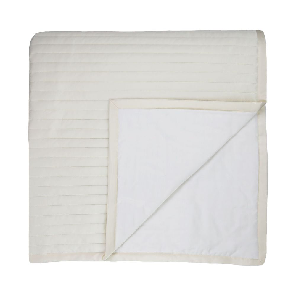 Fig Linens - Charmeuse Channel Quilted Ivory Coverlet by Ann Gish 