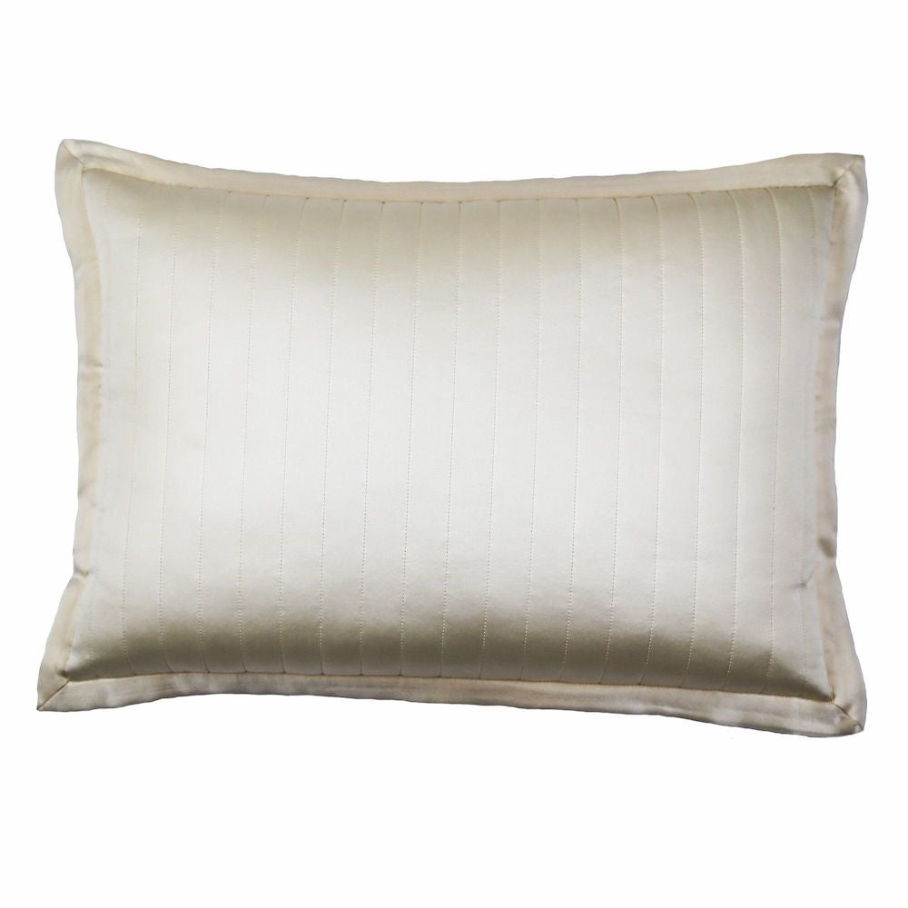 Ivory Charmeuse Channel Quilted Pillows by Ann Gish | Fig Linens