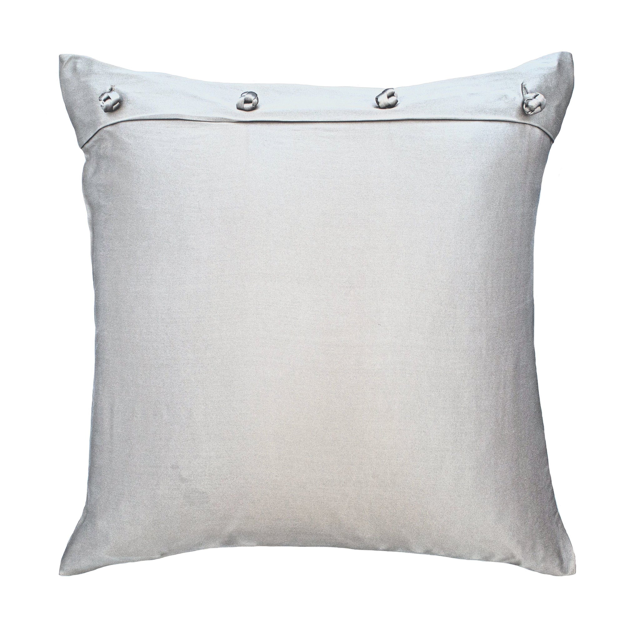 Silver Charmeuse Pillow with French Knots by Ann Gish | Fig Linens