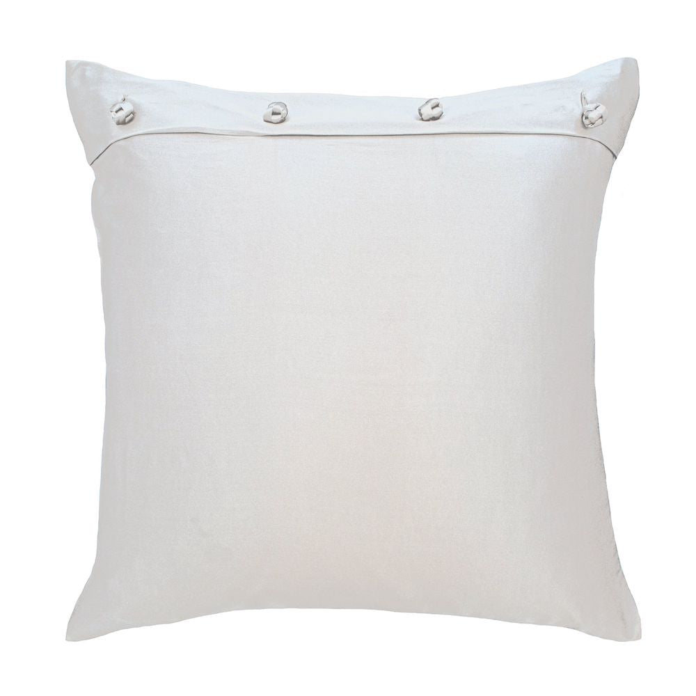White Charmeuse Silk Euro Sham with French Knots by Ann Gish - Fig Linens