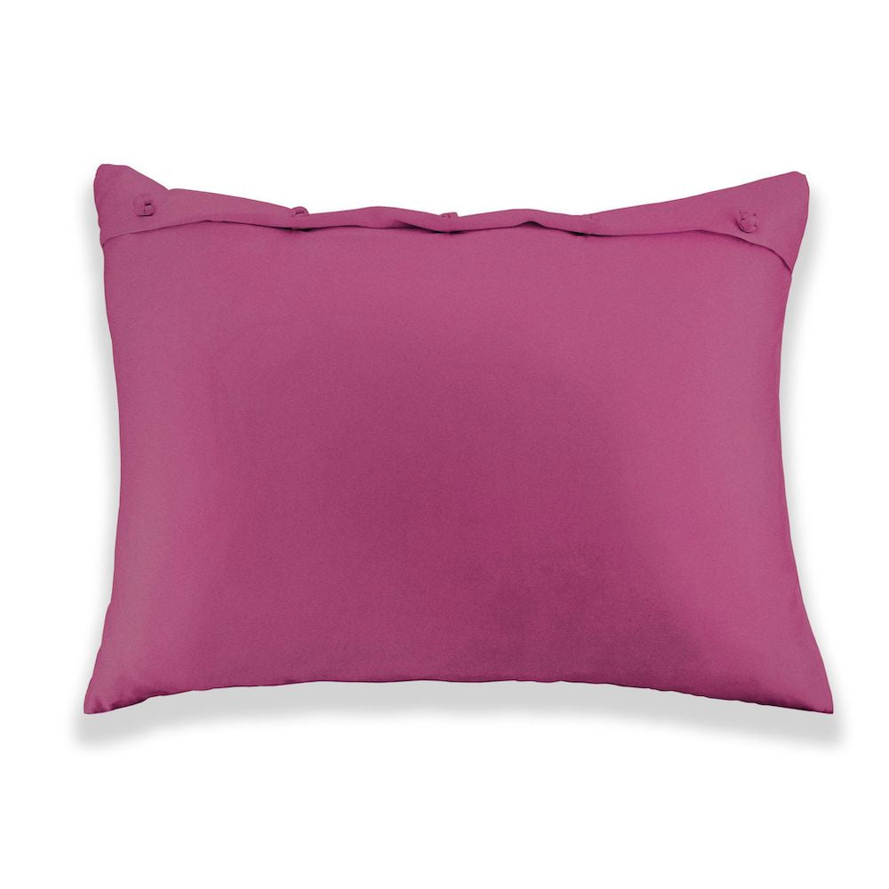 Shocking Pink Charmeuse Silk Sham with French Knots by Ann Gish - Fig Linens