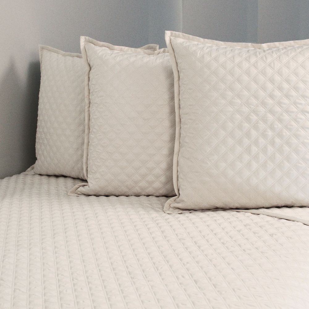 Double Diamond Ivory Coverlet and Shams by Ann Gish | Fig Linens