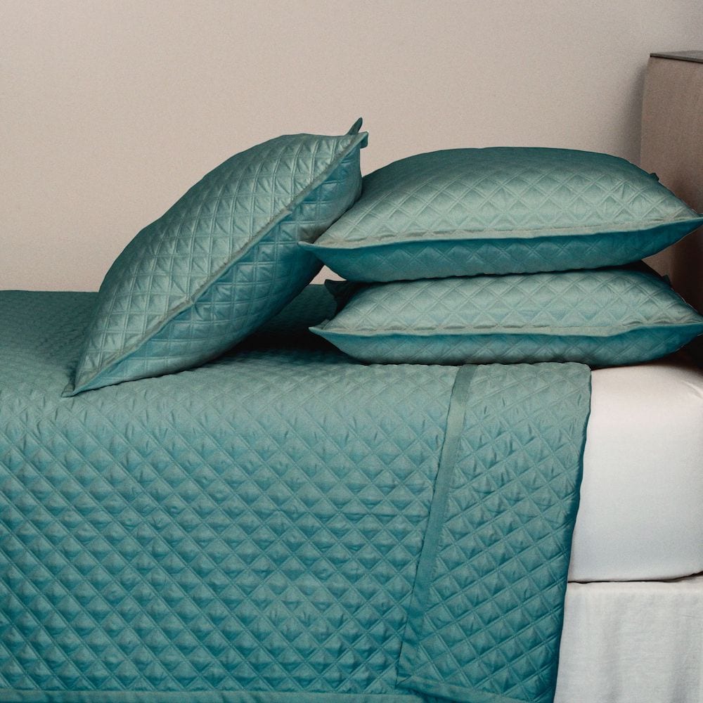 Double Diamond Teal Coverlet Set by Ann Gish | Fig Linens