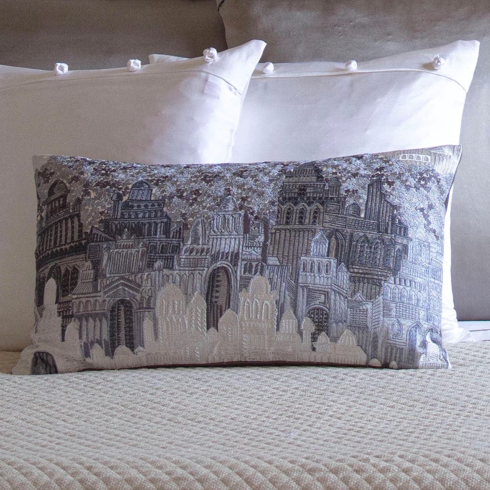 Duomo Grey Embroidered Decorative Pillows by Ann Gish | Fig Linens