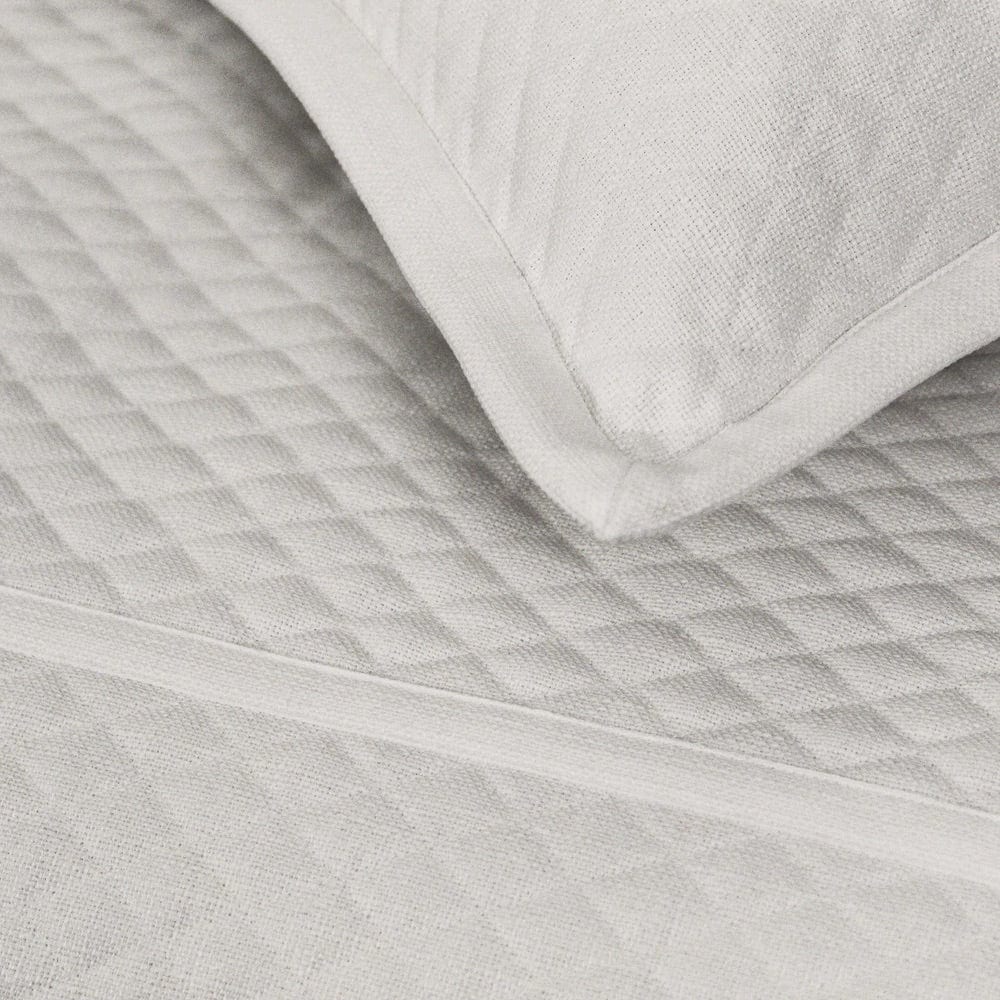 Closeup - Faux Flax Ivory Coverlet Set by Ann Gish | Fig Linens