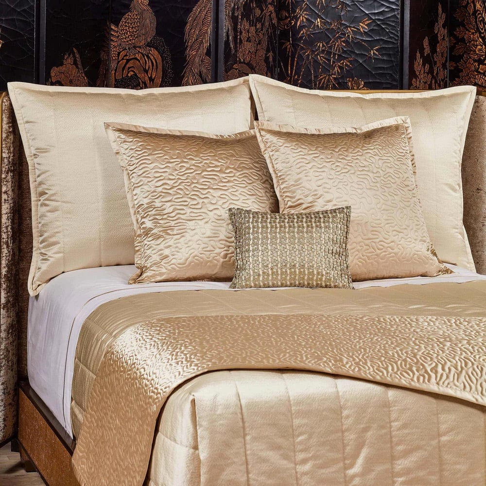 Lifestyle - Hammered Champagne Coverlet by Ann Gish | Fig Linens