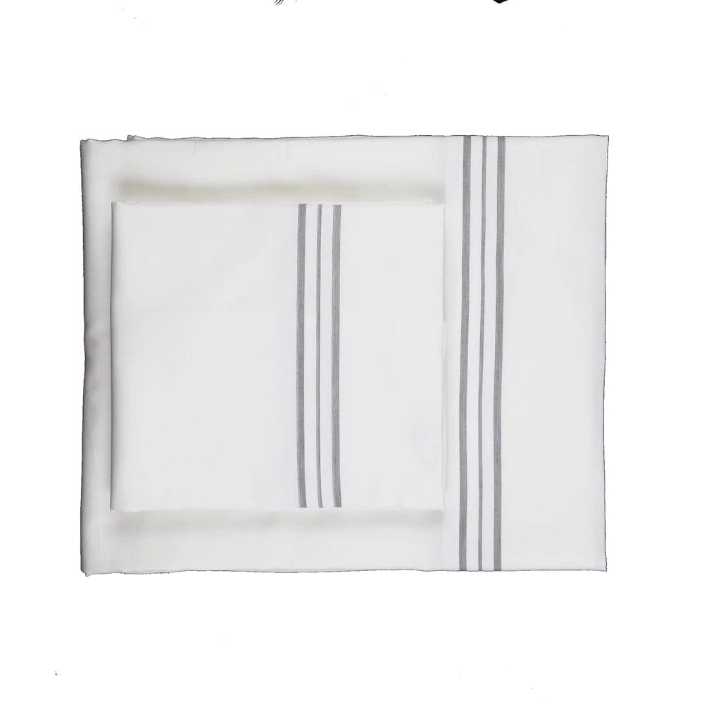 Hem Stripe White and Grey Pillowcases by Ann Gish | Fig Linens 