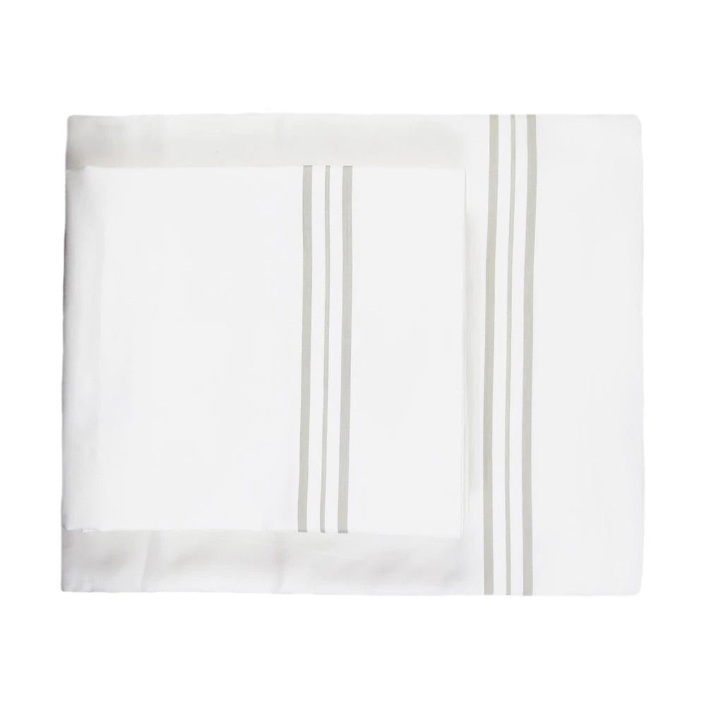 Hem Stripe White and Taupe Pillowcases by Ann Gish | Fig Linens 