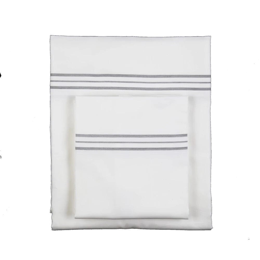 Hem Stripe White &amp; Grey Sheet Sets by Ann Gish | Fig Linens