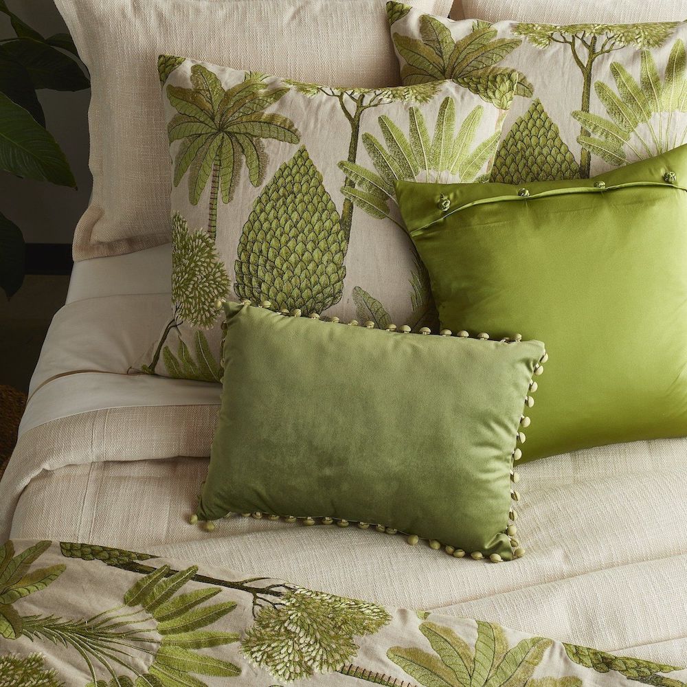 Sage Ball Trim Decorative Pillow by Ann Gish | Fig Linens