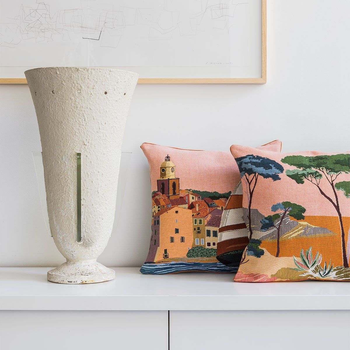 Fig Linens - Cigales Peche Decorative Pillow by Iosis