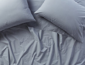 Fig Linens - Steel Blue 300 TC Organic Percale Bedding by Coyuchi 