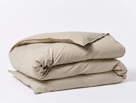 Fig Linens - Hazel Chambray Organic Crinkled Percale Duvet Cover by Coyuchi