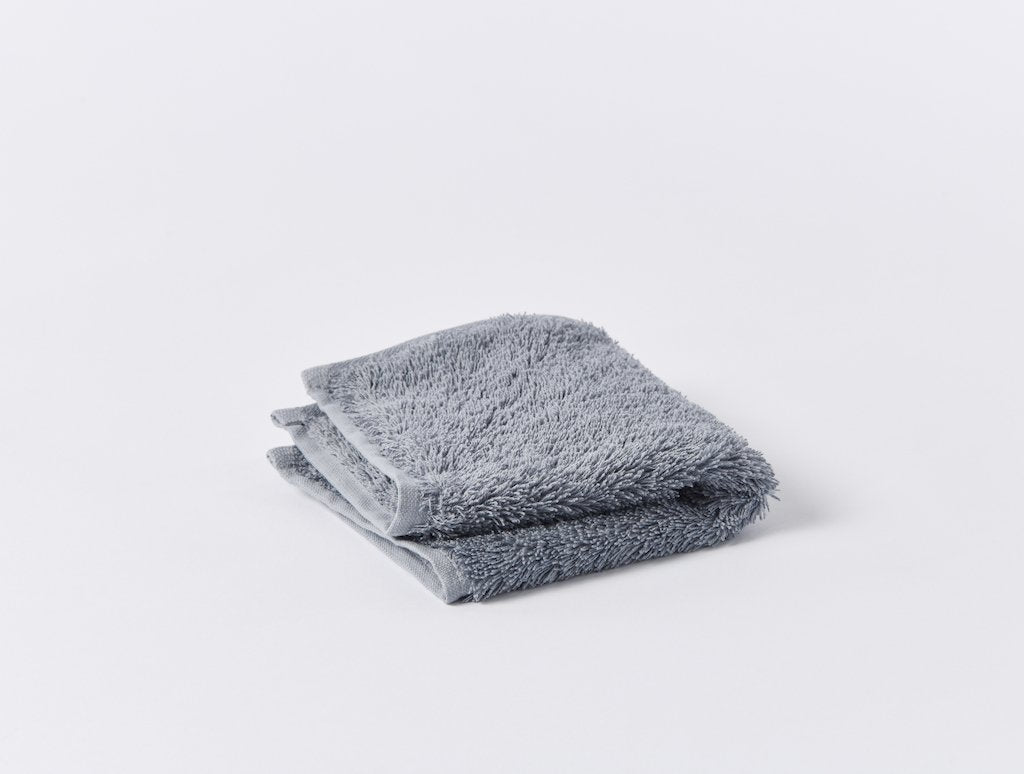 Fig Linens - Cloud Loom Steel Blue Organic Bath Towels by Coyuchi - Washcloth