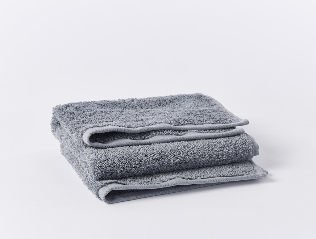 Fig Linens - Cloud Loom Steel Blue Organic Bath Towels by Coyuchi - Guest Towel