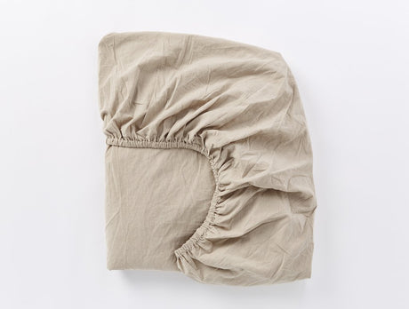 Hazel Chambray Organic Crinkled Percale Fitted Sheet by Coyuchi at Fig Linens and Home
