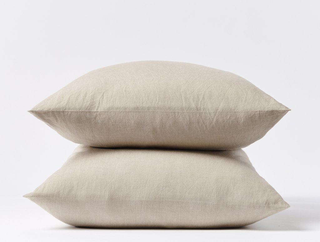 Fig Linens - Hazel Chambray Organic Crinkled Percale Pillowcases by Coyuchi