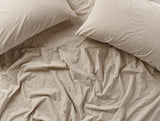 Coyuchi Hazel Chambray Organic Crinkled Percale Sheet Sets - Lifestyle at Fig Linens and Home
