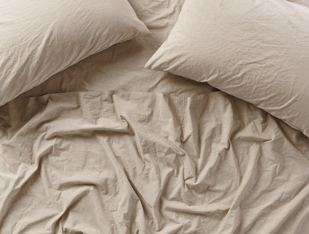 Fig Linens - Hazel Chambray Organic Crinkled Percale Sheet Sets by Coyuchi - Lifestyle