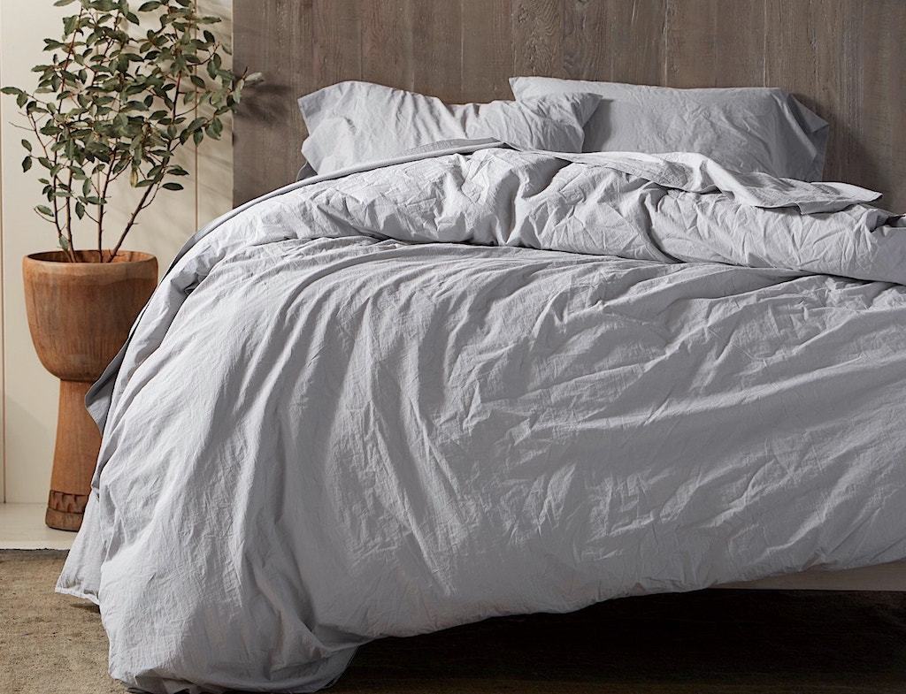 Pewter Organic Crinkled Percale Duvet by Coyuchi | Fig Linens