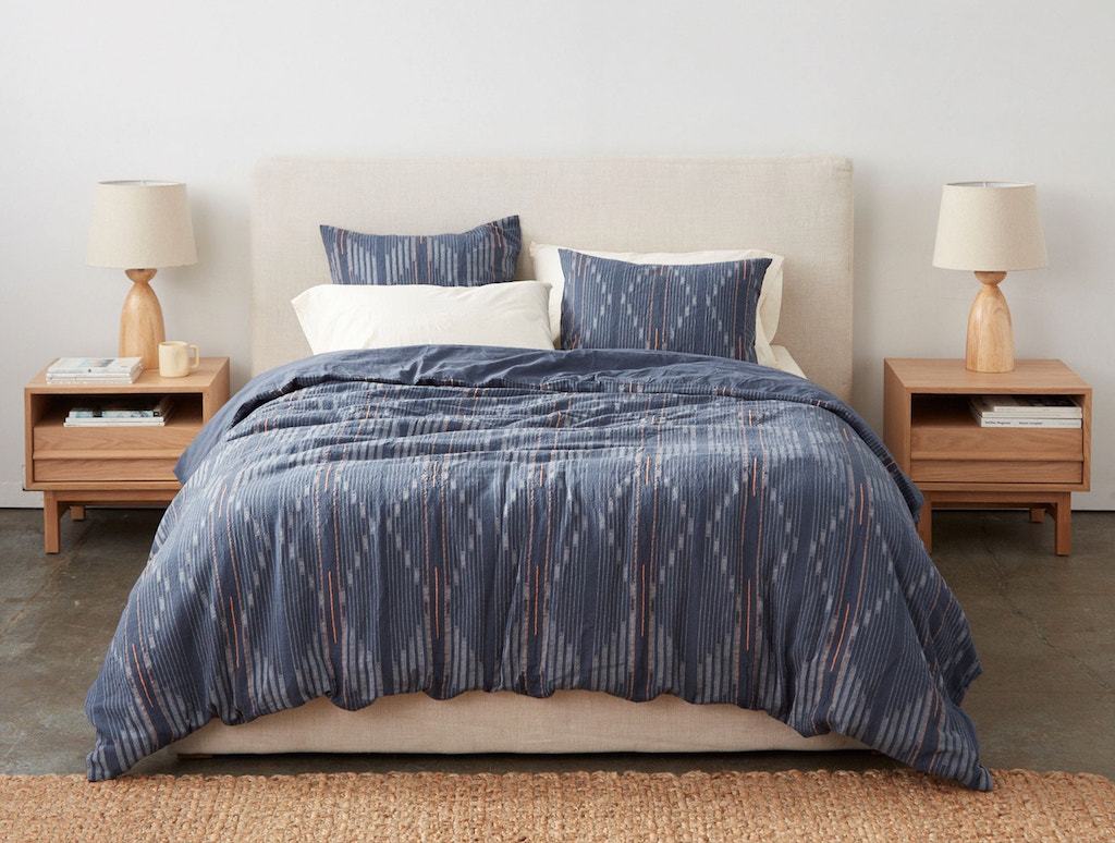 fig linens and home - morelia moonlight blue bedding - coyuchi
