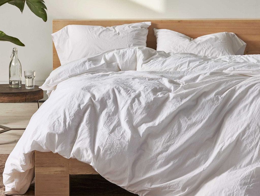 Alpine White Organic Crinkled Percale Duvet by Coyuchi | Fig Linens
