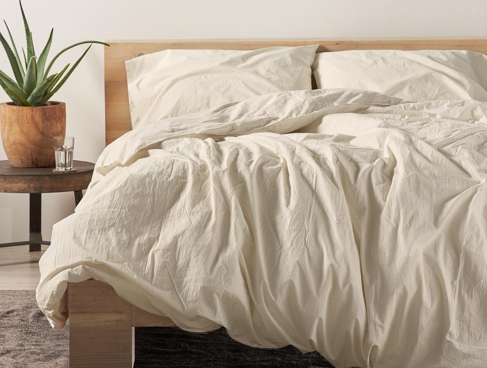 Undyed Organic Crinkled Percale Duvet by Coyuchi | Fig Linens
