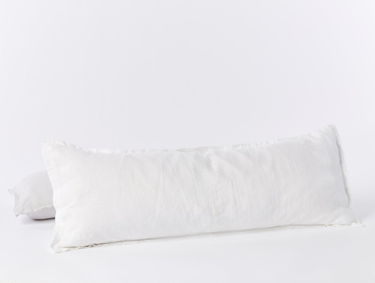 Alpine White Organic Relaxed Linen Lumbar Pillow by Coyuchi