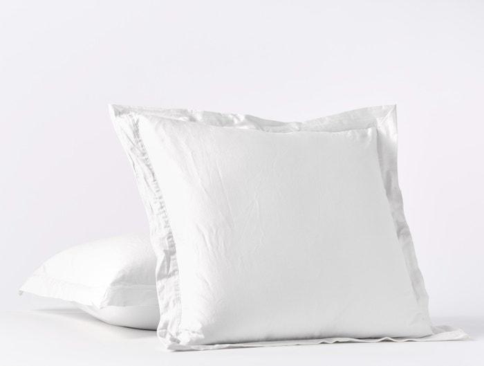 Fig Linens - Organic Relaxed Sateen Alpine White Bedding by Coyuchi - Euro Sham 